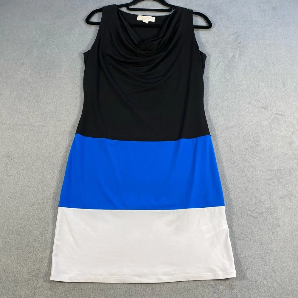 Michael Kors women’s black, Blue, & White Sleeveless stretch Colorblock Dress, S